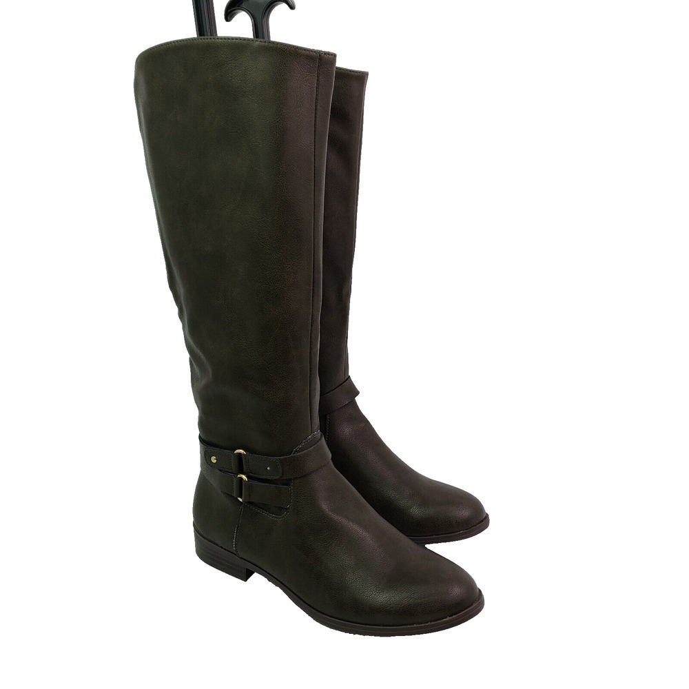 Style & Co. Kindell Womens Sz 5 Chocolate Brown Ankle Strap Buckle Riding Boots